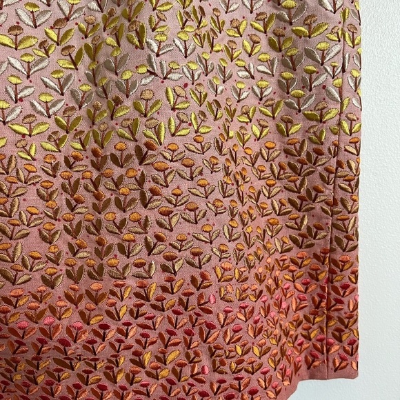 Anthropologie HD in Paris Pink Linen Floral Embroidered Skirt - Picture 3 of 4